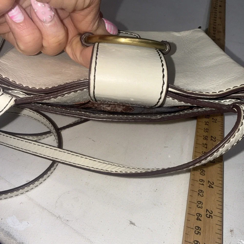 HOBO Mini Elan White Leather Small Minimalist Boho Western Crossbody Bag Purse